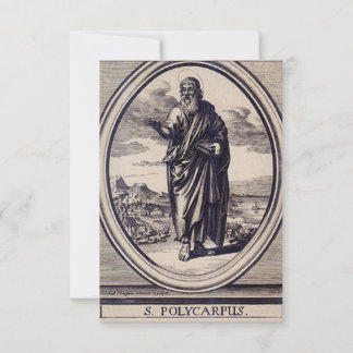 Saint Polycarp of Smyrna Engraving Holy Card Dankeskarte