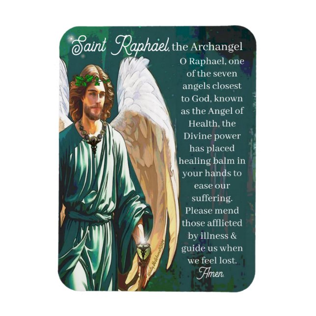 Saint Raphael Archangel Healer Angel Art Gebet Magnet (Vertikal)