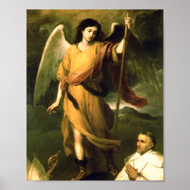 Saint Raphael von Bartolome Esteban Murillo Poster (Vorne)