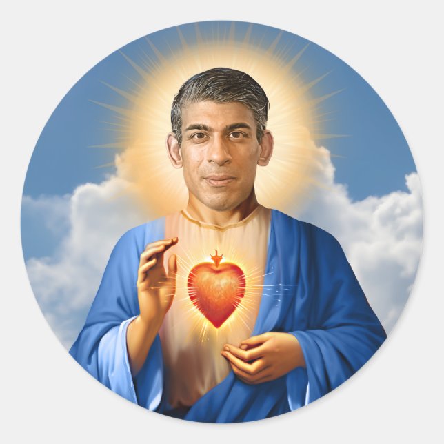Saint Rishi Sunak Gebetskandle Runder Aufkleber (Vorderseite)