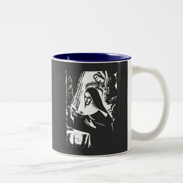 Saint Rita T - Shirt Zweifarbige Tasse (Rechts)