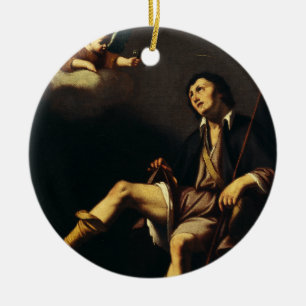 Saint Roch und Angel von Typ François Keramik Ornament