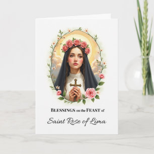 Saint Rose Lima Festtag Segeln Wasserfarbe Karte