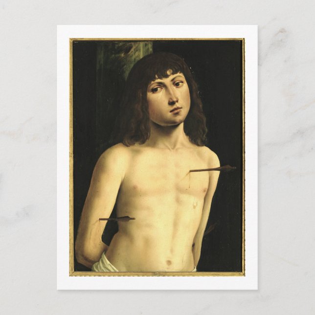 Saint Sebastian, c.1490s (Tempel auf Tafel) Postkarte (Vorderseite)