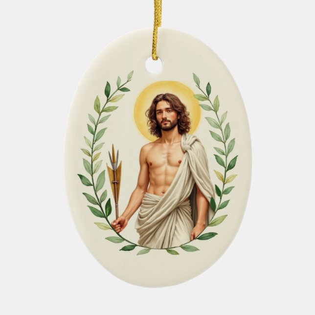 Saint Sebastian God's Peace and Blessings Scriptur Keramik Ornament (Vorne)