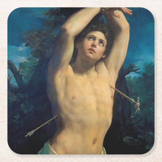Saint Sebastian (St. Sebastian), Guido Reni Rechteckiger Pappuntersetzer (Vorderseite)