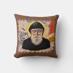 Saint Sharbel Throw Pillow Kissen