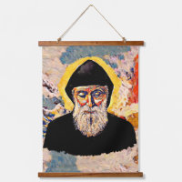 Saint Sharbel Wood Topped Wall Tapestry