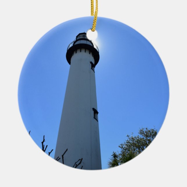 Saint Simons Island Leuchtturm in Georgia Keramik Ornament (Vorne)