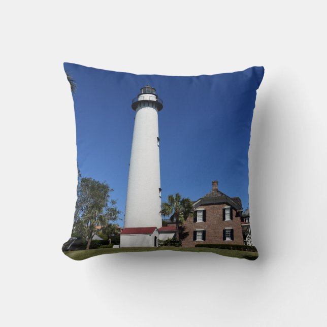 Saint Simons Island Lighthouse Foto Kissen (Vorderseite)