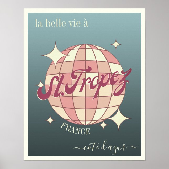 Saint St Tropez France côte d Azur pink blue Poster (Vorne)