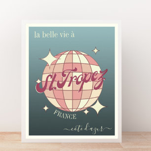 Saint St Tropez France côte d Azur pink blue Poster
