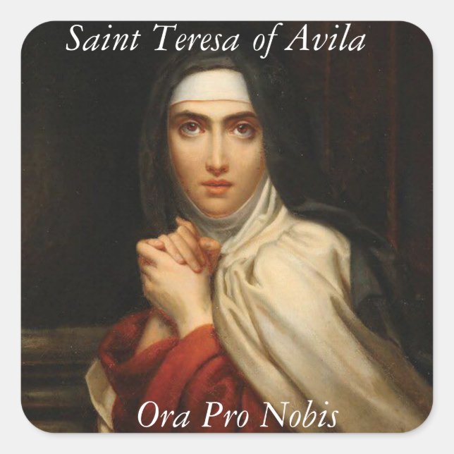 Saint Teresa Avila Carmelite Nun Ora Pro Nobis Quadratischer Aufkleber (Vorderseite)
