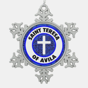Saint Teresa von Avila Schneeflocken Zinn-Ornament