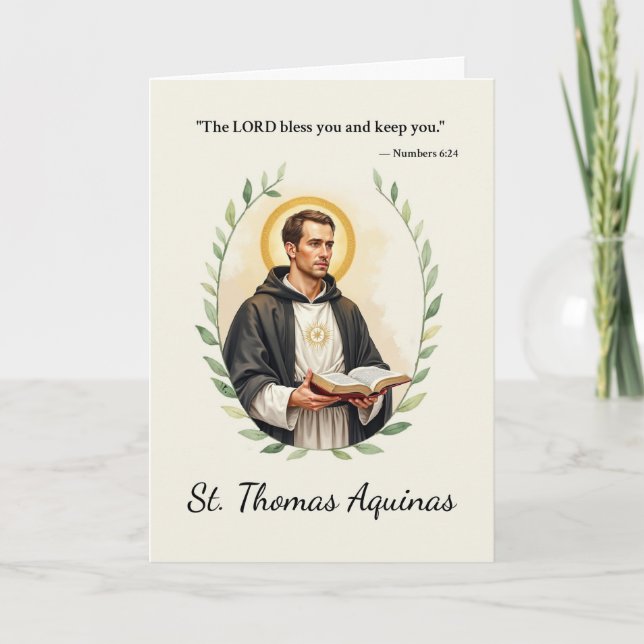 Saint Thomas Aquinas Gods Frieden mit der Schrift Karte (Vorderseite)