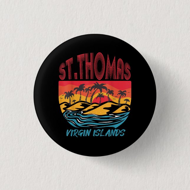 Saint Thomas Jungfrau Islands Surfing Beach Ocean  Button (Vorderseite)