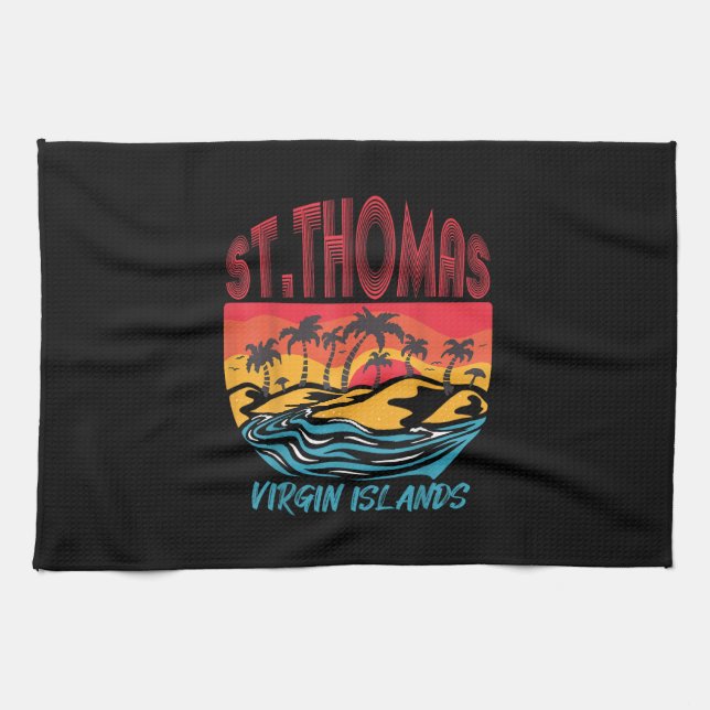 Saint Thomas Jungfrau Islands Surfing Beach Ocean  Geschirrtuch (Horizontal)