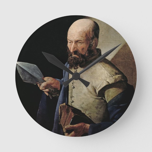 Saint Thomas (Öl auf Leinwand) Runde Wanduhr (Vorderseite)