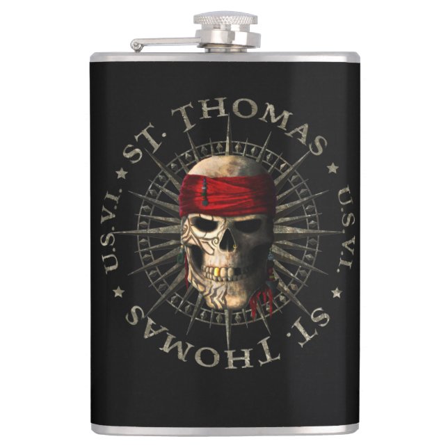 Saint Thomas USVI Pirate Skull Flachmann (Vorderseite)