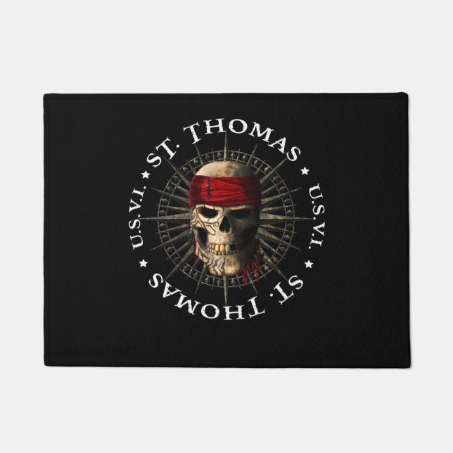 Saint Thomas USVI Pirate Skull Fußmatte (Vorderseite)