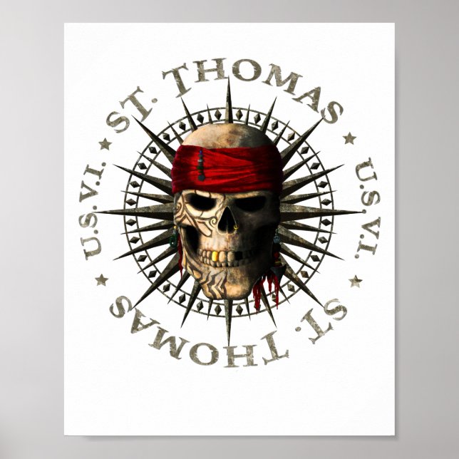 Saint Thomas USVI Pirate Skull Poster (Vorne)