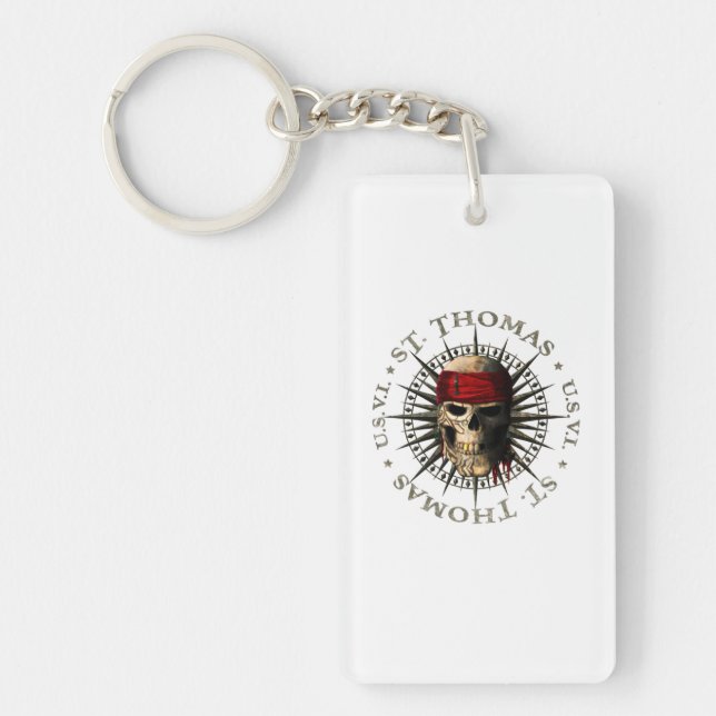 Saint Thomas USVI Pirate Skull Schlüsselanhänger (Vorderseite)