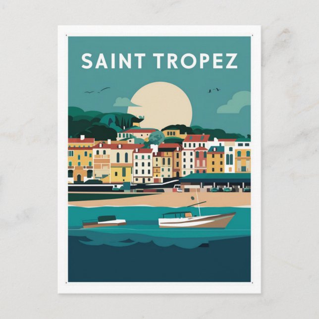Saint Tropez France Illustration Postkarte (Vorderseite)