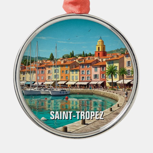 Saint-Tropez France Travel Ornament Aus Metall (Vorne)