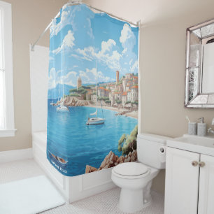 Saint Tropez Frankreich Art Vintage Duschvorhang