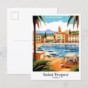 Saint Tropez Frankreich Reise Illustration Postkarte
