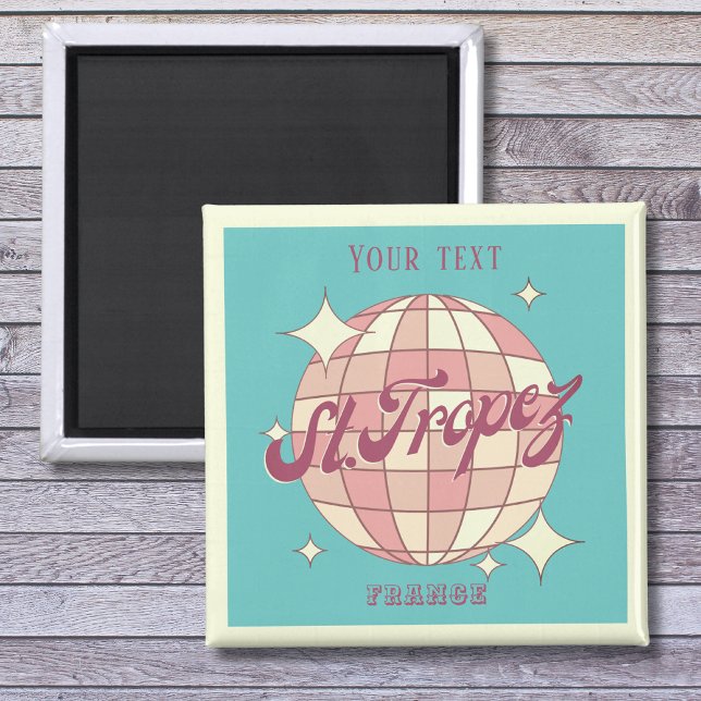Saint Tropez Frankreich Retro aquamarine Souvenir Magnet (Von Creator hochgeladen)