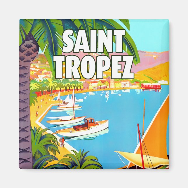 Saint Tropez Frankreich Vintage Travel Magnet (Vorne)