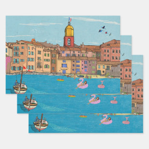 Saint-Tropez Habour View Frankreich Geschenkpapier Set
