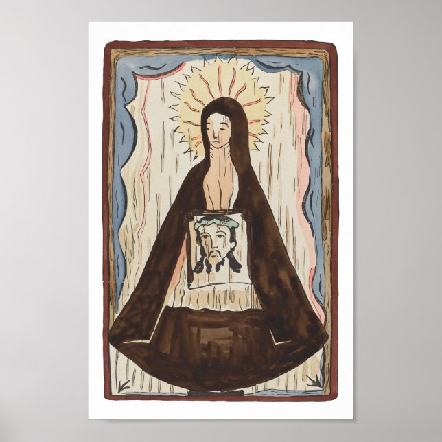 Saint Veronica Jesus konfrontiert Vintage Kunstmal Poster (Vorne)