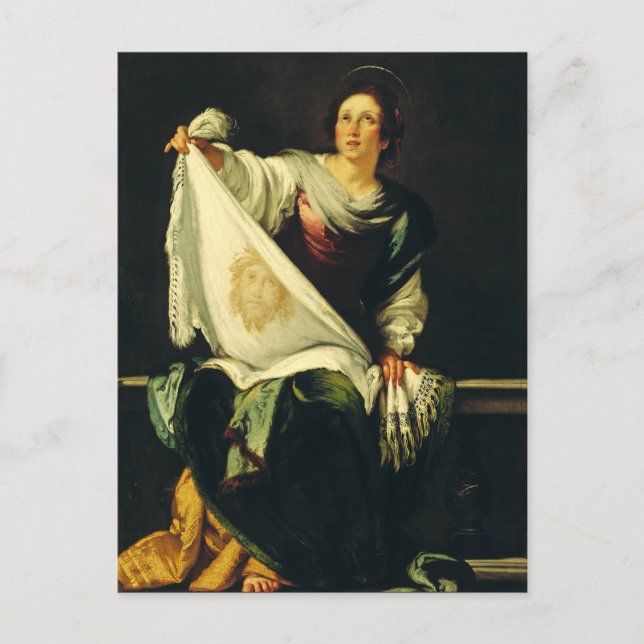 Saint Veronica von Bernardo Strozzi Feiertagspostkarte (Vorderseite)