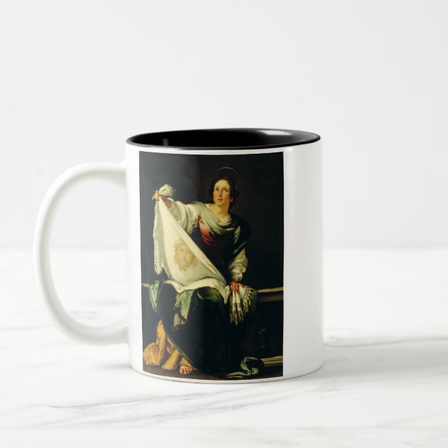 Saint Veronica von Bernardo Strozzi Zweifarbige Tasse (Links)