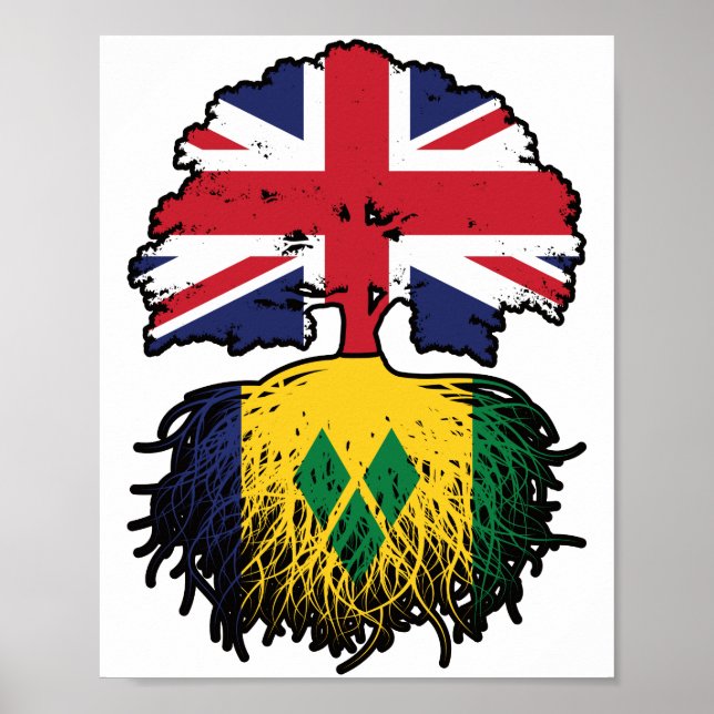 Saint Vincent Vincentian British UK Tree Roots Poster (Vorne)