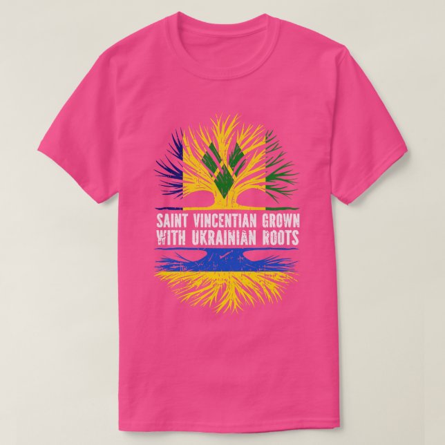 Saint-Vincentian Grown mit ukrainischer Roots-Fahn T-Shirt (Design vorne)