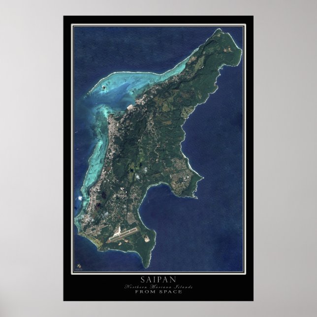 Saipan - Nördliche Mariana-Inseln - Satellitenkart Poster (Vorne)