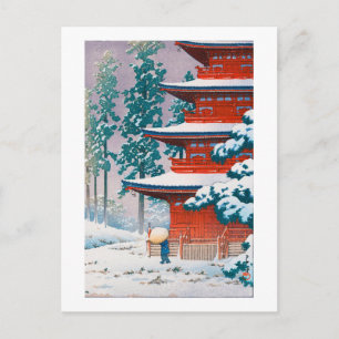 Saishoin Tempel in Snow, Hasui Kawase, Woodcut Postkarte