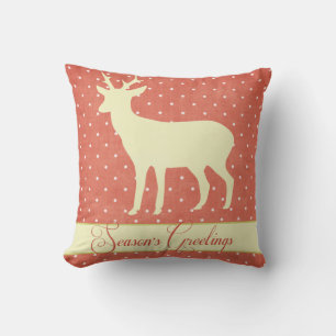 Saison Deer Pillow - Coral Polka Dots d2 Kissen