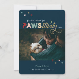Saison für Pawsitivity Navy Blue Pet Hund Foto Feiertagskarte