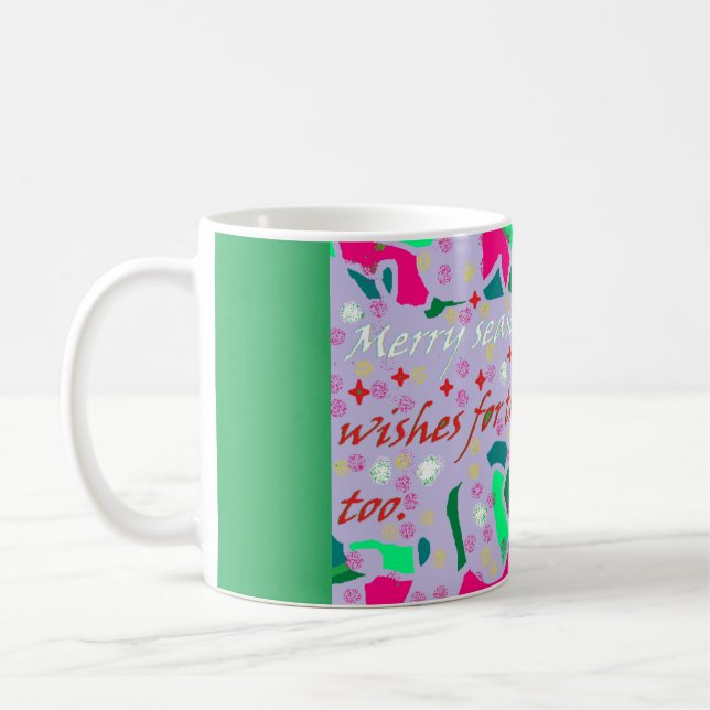 Saison Gruß Kunstdesign grün rosa weiß Kaffeetasse (Links)