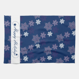 Saison Grüße Schneeflocken auf Navy Blue Küchentuch