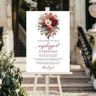 Saisonale Burgunder-Eukalyptus-Unplugged-Zeremonie Poster