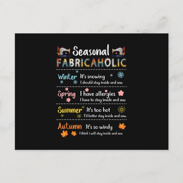 Saisonale Fabricaholische Winter Frühling Sommer H Postkarte (Vorderseite)