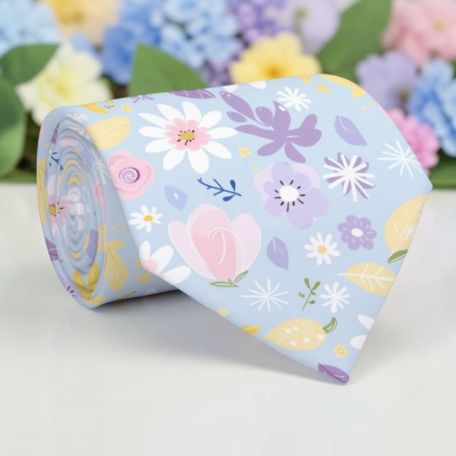 Saisonale Frühlings-Pastell-Blumenkrawatte Schlips Krawatte (Von Creator hochgeladen)