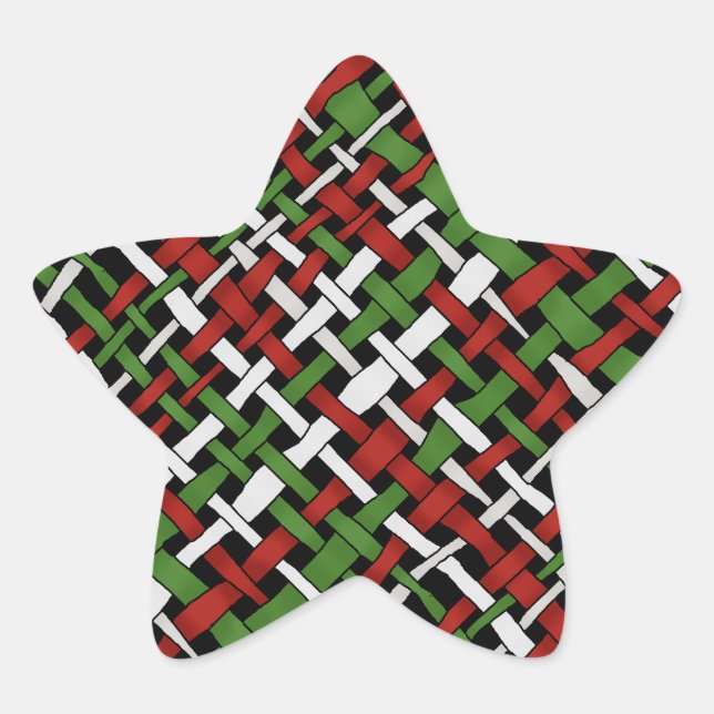 Saisonale Grafik-Farbenfrohe Wölfe Burlap Stern-Aufkleber (Vorderseite)