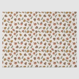 Saisonale Herbst-Pilze und Acorns Seidenpapier