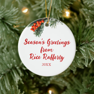 Saisonale Kieferabteilung Berries Custom Keramik Ornament